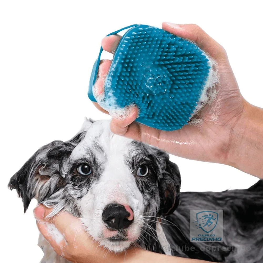 Escova Porta Shampoo Cerdas Macias Para Banho Pet Cachorro E Gato Chalesco
