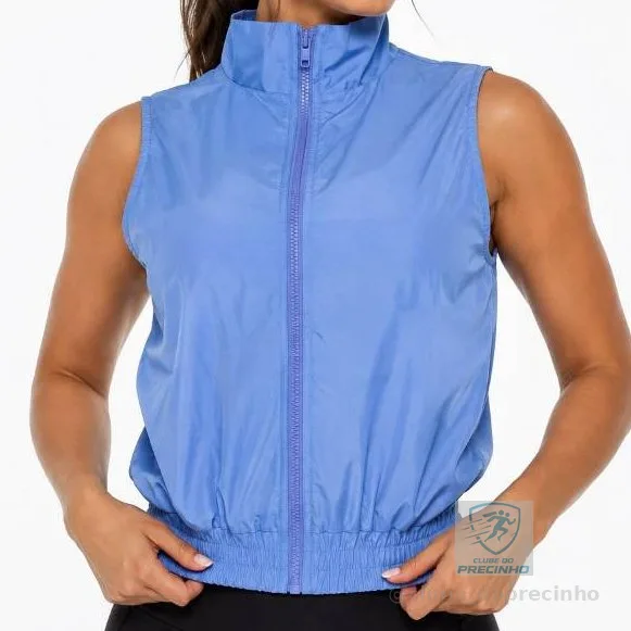 Colete Feminino Corta Vento Sem Manga com Zíper Esportiva Casual