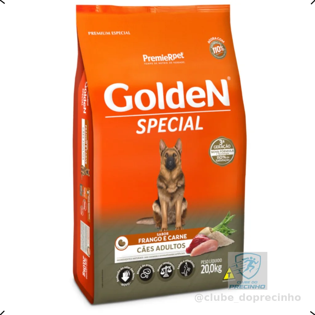 RAÇÃO GOLDEN SPECIAL ADULTO RAÇA MEDIA E GRANDE 20KG