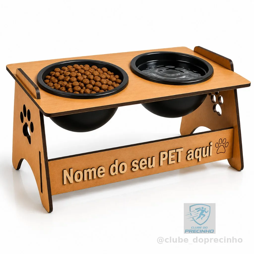 Comedouro Tigelas Bebedouro Elevado Em MDF Suspenso Para Pets Gato Cachorro Para Agua e Ração