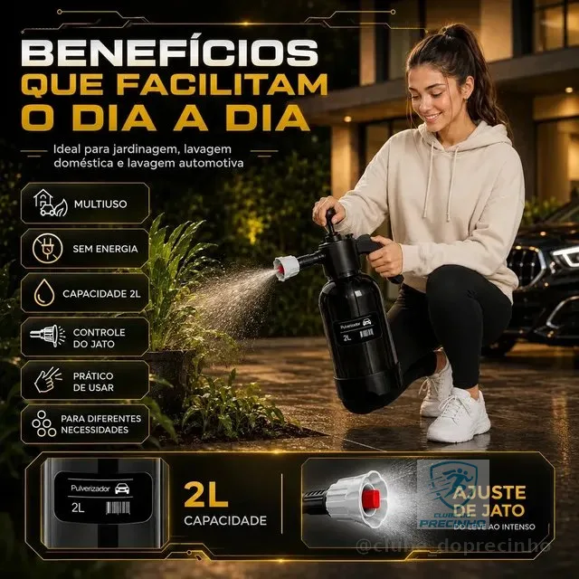 Pulverizador Manual 2 L Snow Foam Profissional Com 3 Bicos Para Espuma Ativa Preto Preto