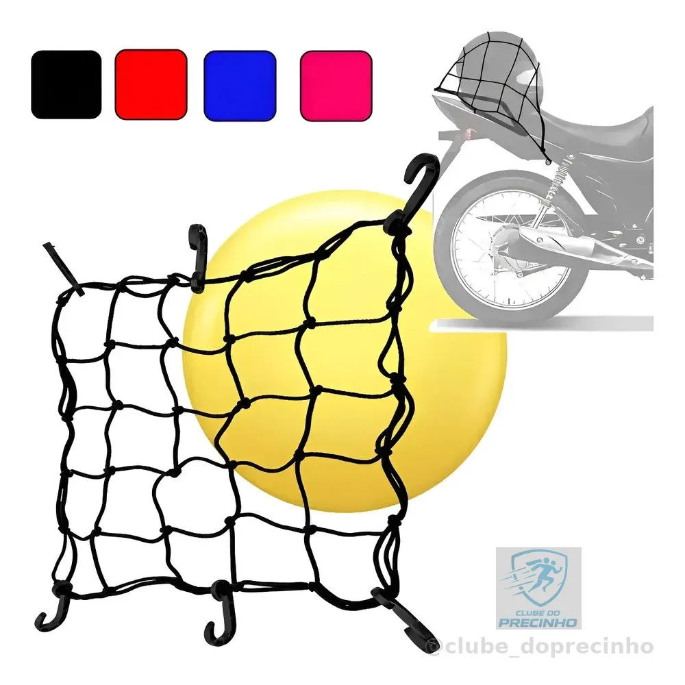Rede Elástica Para Capacete E Bagageiro De Moto 35cm X 35cm Preta