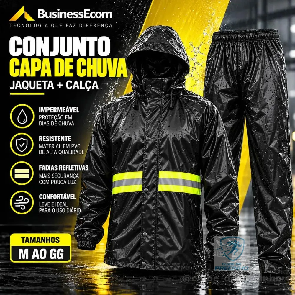 Capa De Chuva Motoqueiro Motoboy Moto Conjunto Impermeável Preto G