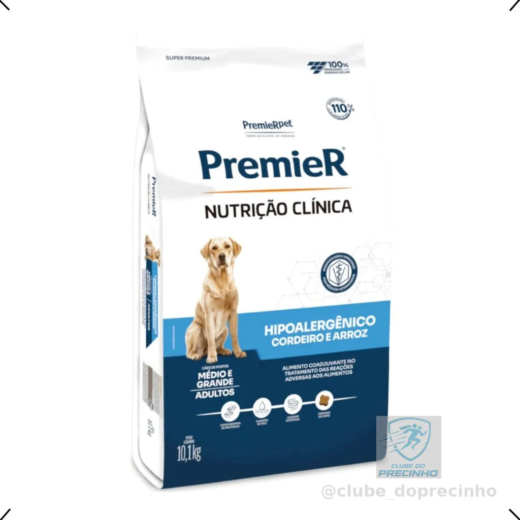 RAÇÃO PREMIER NUTRIÇÃO CLINICA HIPOALERGENICA CORDEIRO RAÇA MEDIA E GRANDE 10KG