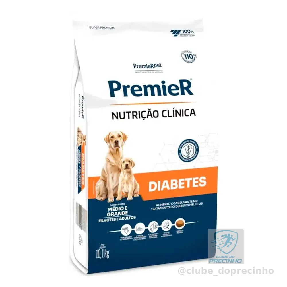 Ração Premier Nutrição Clínica Diabetes Cães Porte Médio e Grande 10,1kg