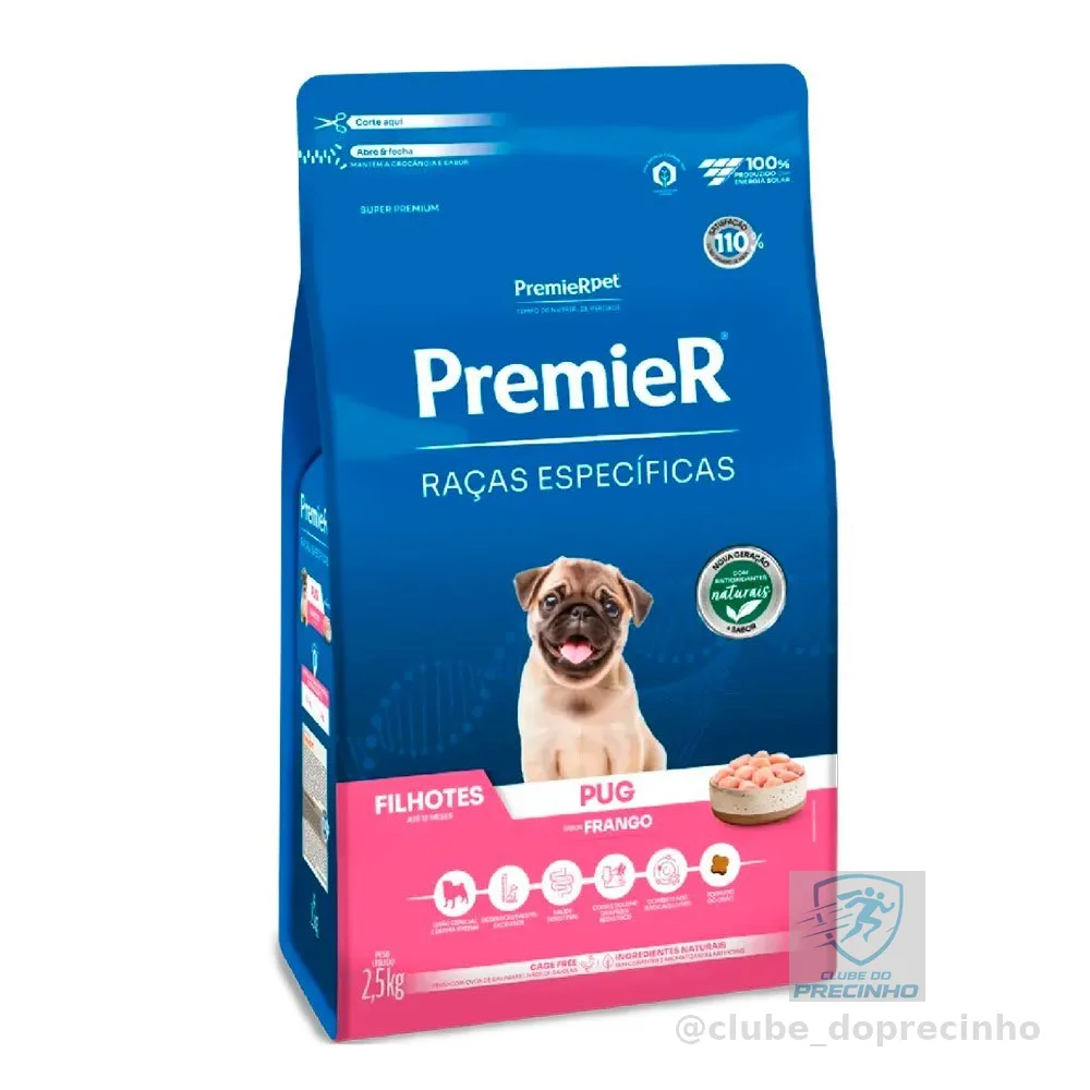 Ração Premier Raças Específicas Pug Cães Filhotes Frango 2,5kg