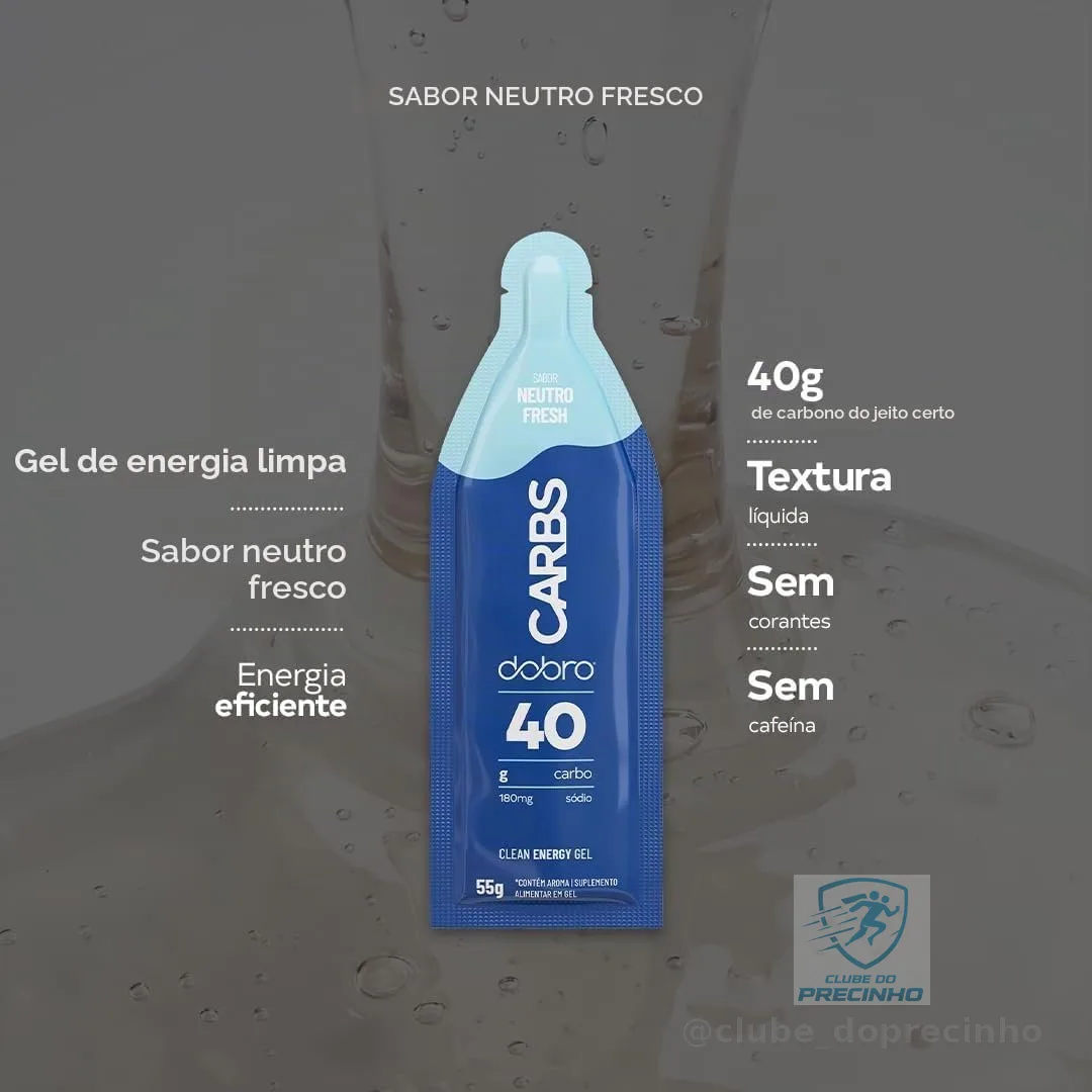 Dobro, Carbs Gel 40g, Dobro, Suplemento em Gel com cafeína, 10 Sachês de 55g - Neutro Fresh