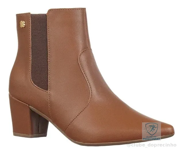 Bota Feminina Bico Fino Cano Curto Salto Grosso Calce Fácil