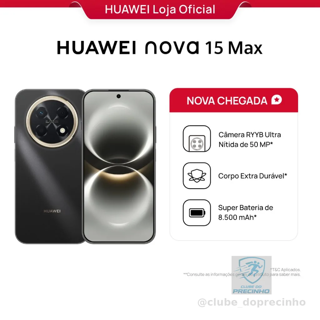 HUAWEI nova 15 Max | Smartphone | 8GB+256GB | Câmera de 50 MP | Bateria de 8.500 mAh