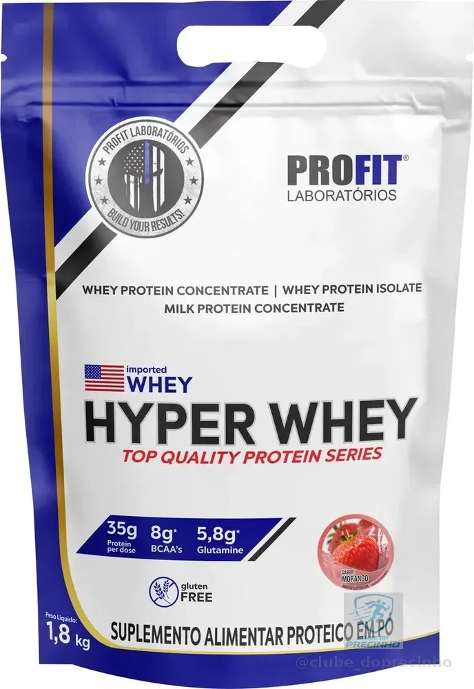 Whey Protein Hyper Whey 1,8kg Morango - Profit Laboratórios