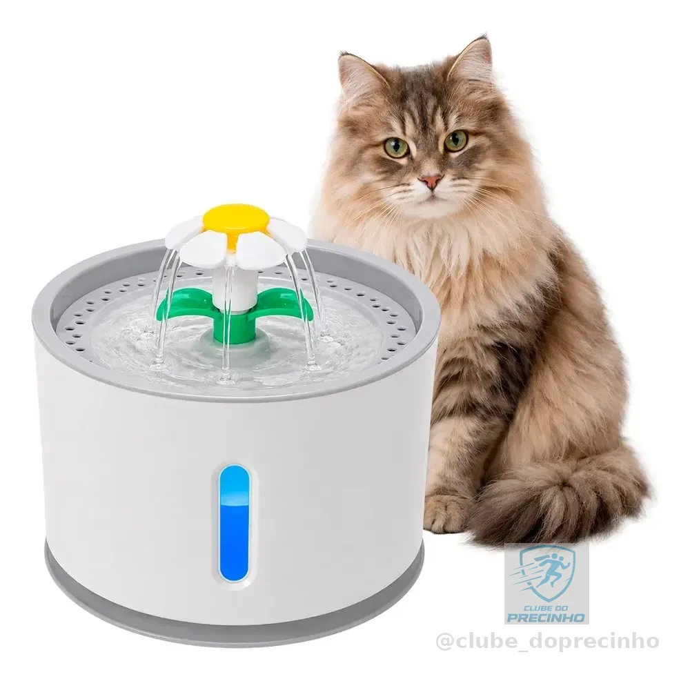 Bebedouro Pet Fonte Água 2,4 Litros Filtro Automático Cães Gatos