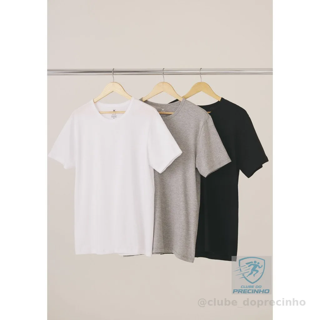 Kit Com 3 Camisetas Masculinas Básicas Slim Hering