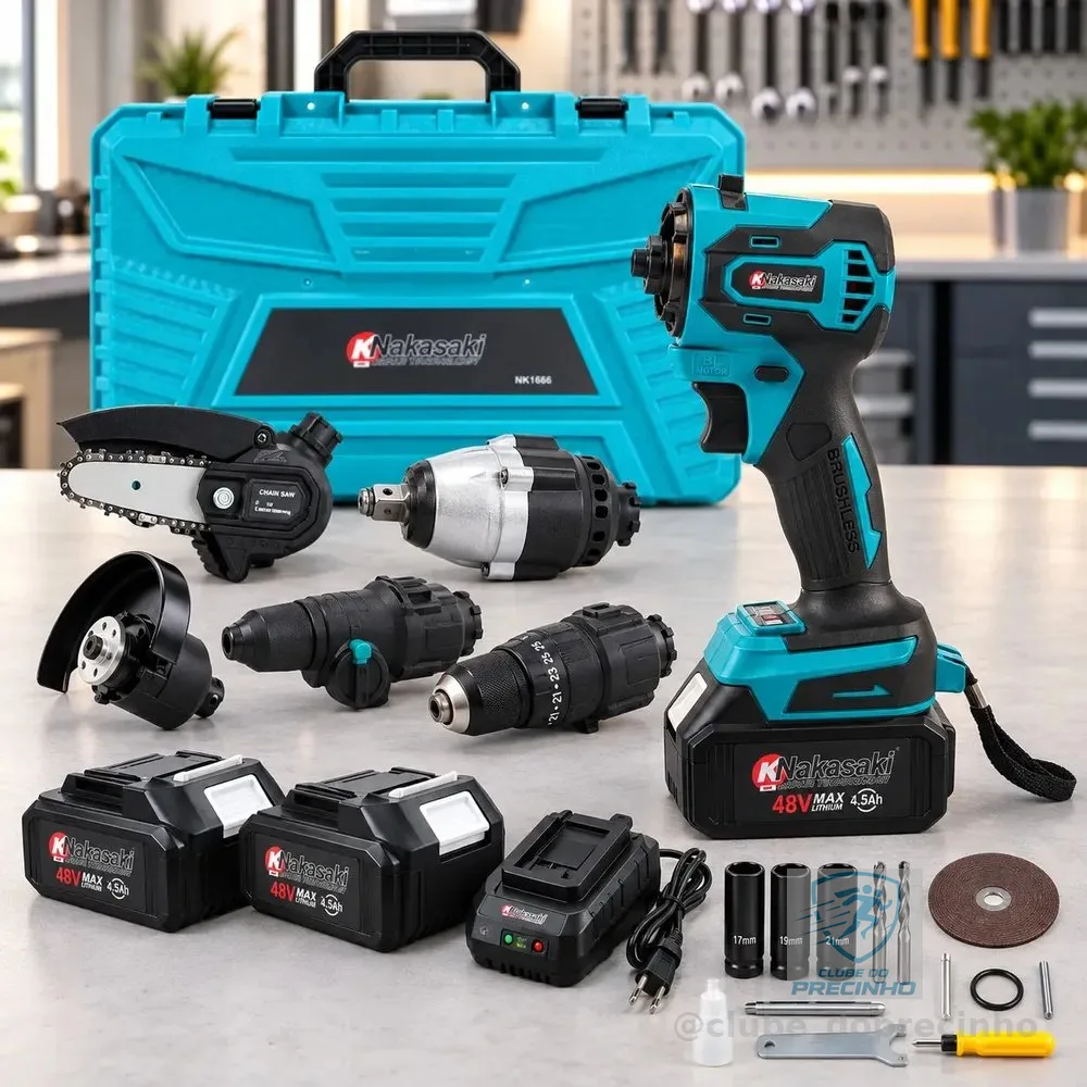 Kit Ferramentas 5 Em 1 Brushless 48v 2 Baterias Maleta
