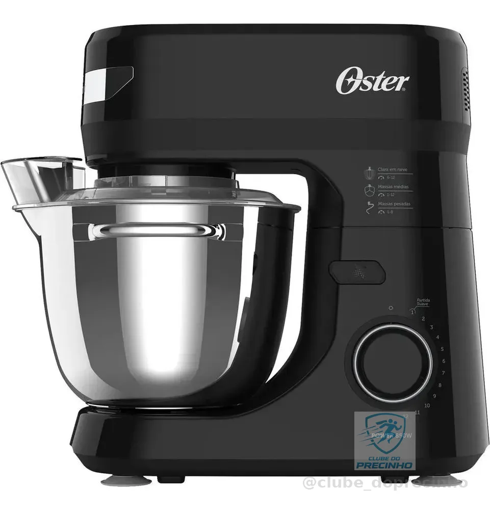 Batedeira Planetã¡ria Oster Obat641 Preta 850w 4l Inox Preto E Inox 110v