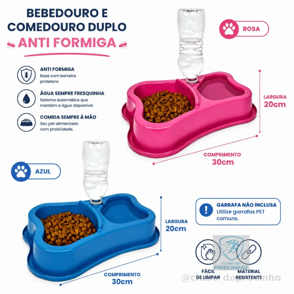 Comedouro Bebedouro  Cão Gato Coelho Duplo Anti Formiga 1100ml comedor Pet Cachorro