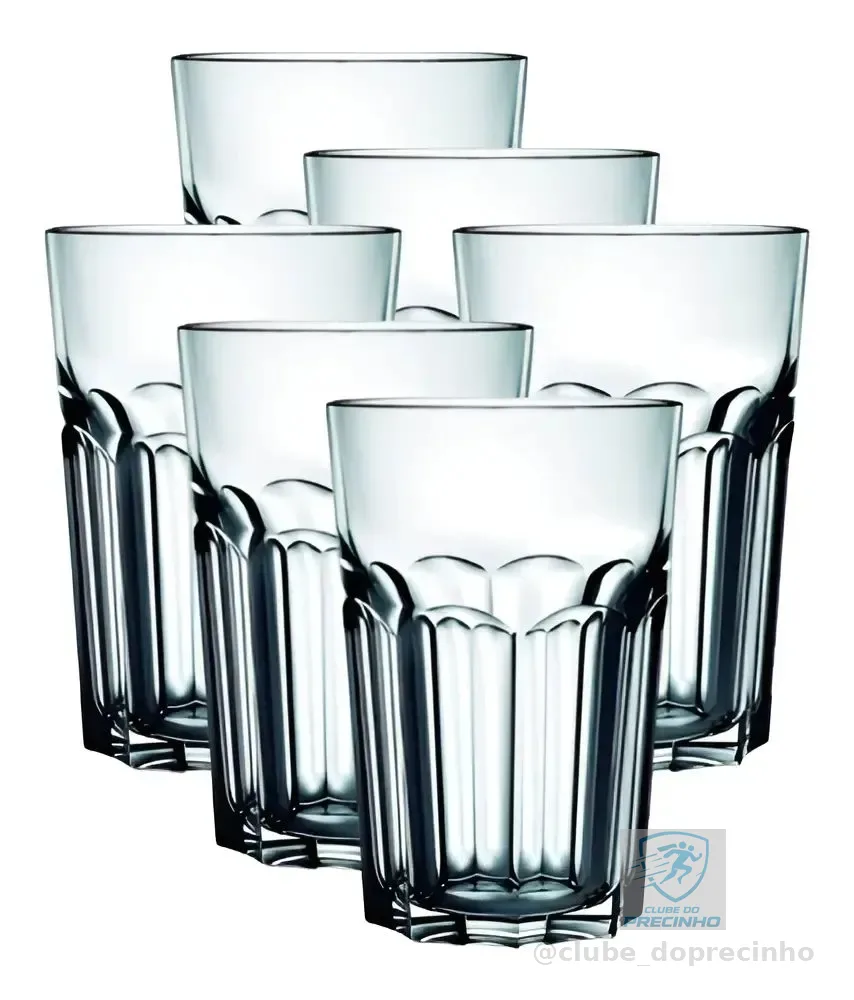 Copos de Vidro Grosso Original line Glass de 400 ml Água Suco Drink Premium Cor Transparente