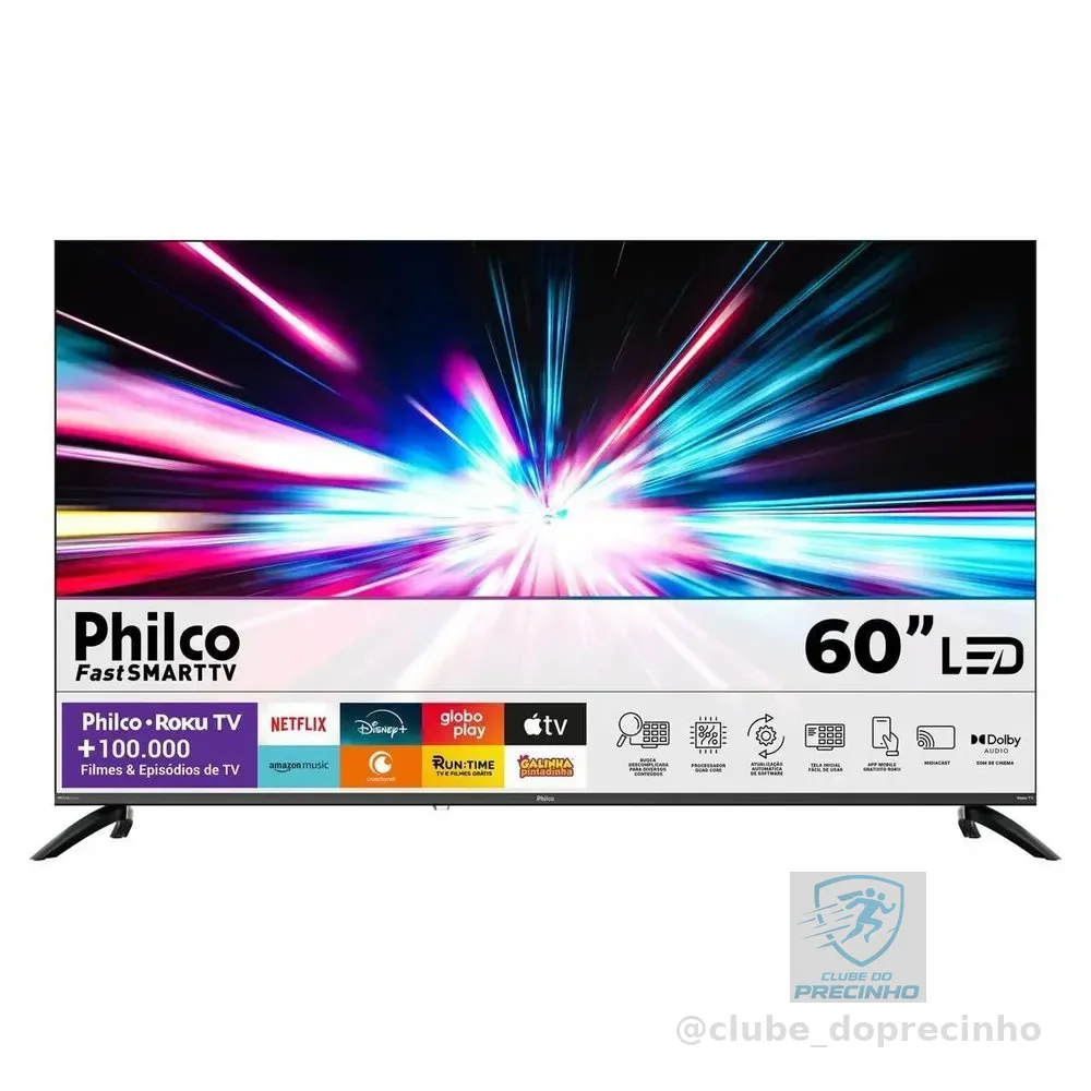 Smart TV Philco 60" P60VIK 4K UHD LED Roku Dolby Audio Wi-Fi HDR10