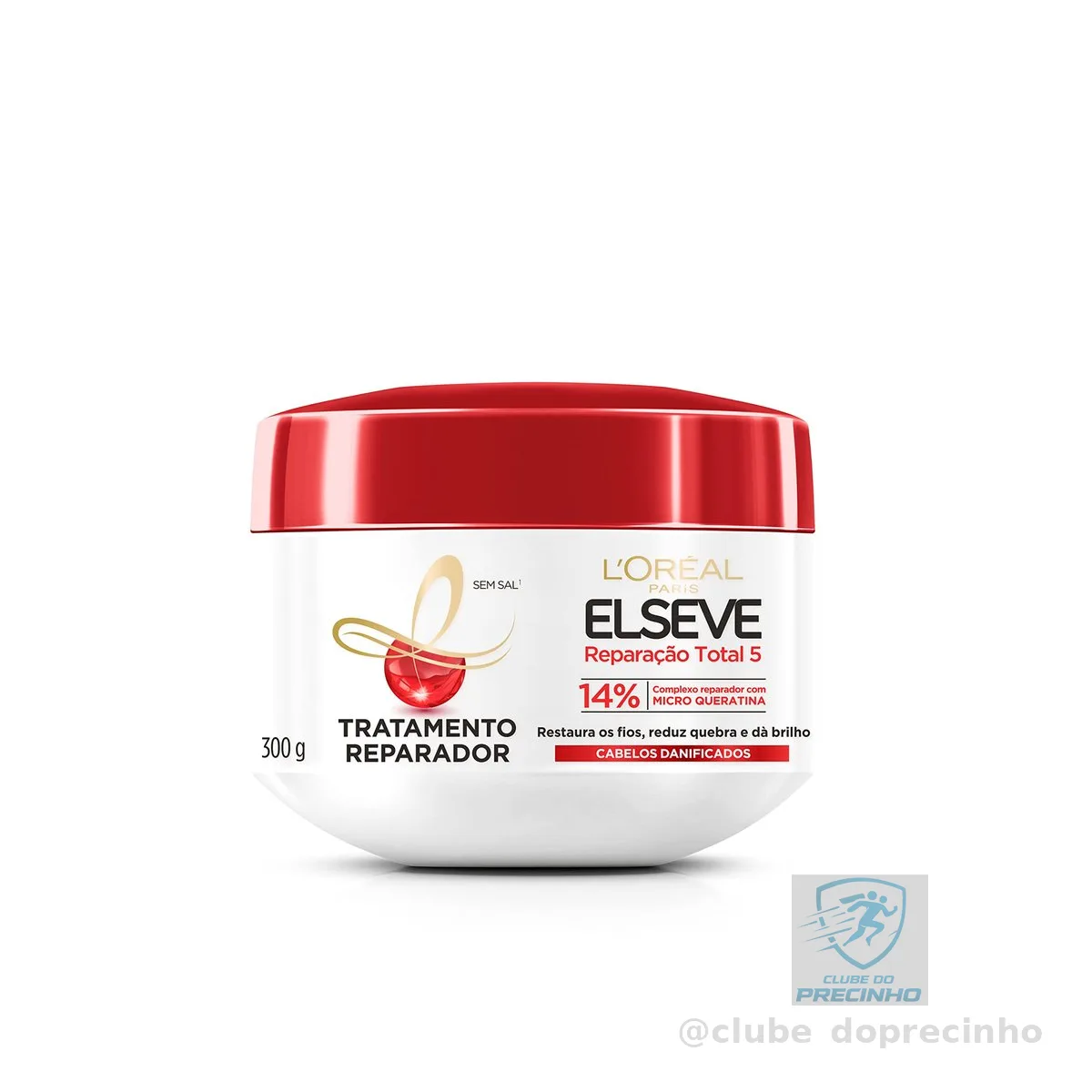 L'Oréal Paris Elseve Reparação Total 5+ Creme de Tratamento, Repara os 5 Sinais de Danos como Quebra e Ressecamento com Cicatri-Ceramida, Recupera, Hidrata e Dá Brilho, 300g