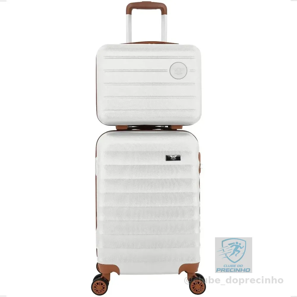 Kit Mala De Viagem Bordo Mão Pequena 10kg Abs Cadeado 360 Cor Branco