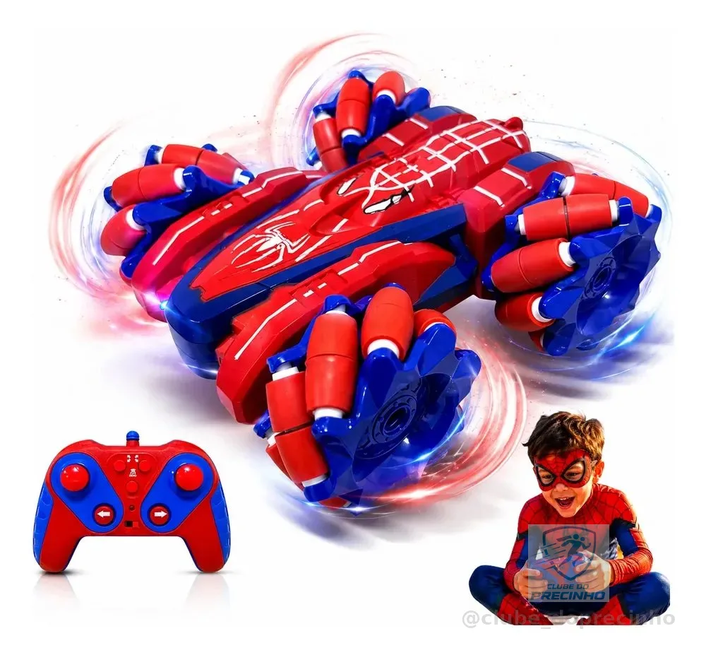Carrinho Controle Remoto Recarregavel Homem Aranha Drift Vermelho Homem Aranha