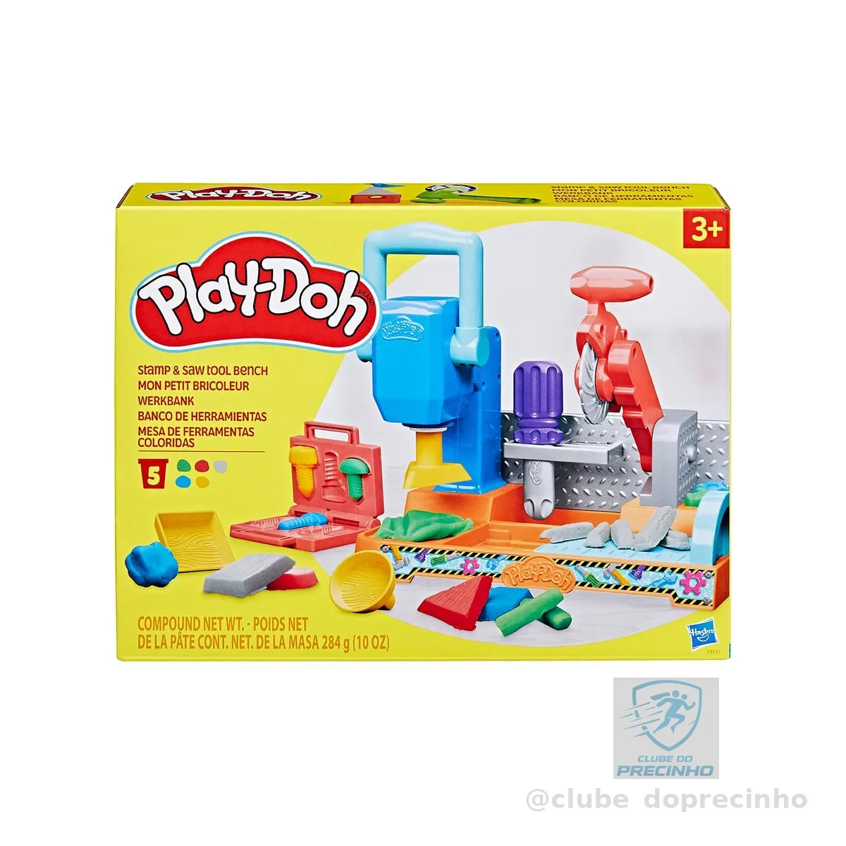 Play-Doh Conjunto de massinha Mesa de Ferramentas Coloridas com 5 potes de massinha de modelar e acessórios, para brincadeiras criativas, presente para crianças acima de 3 anos