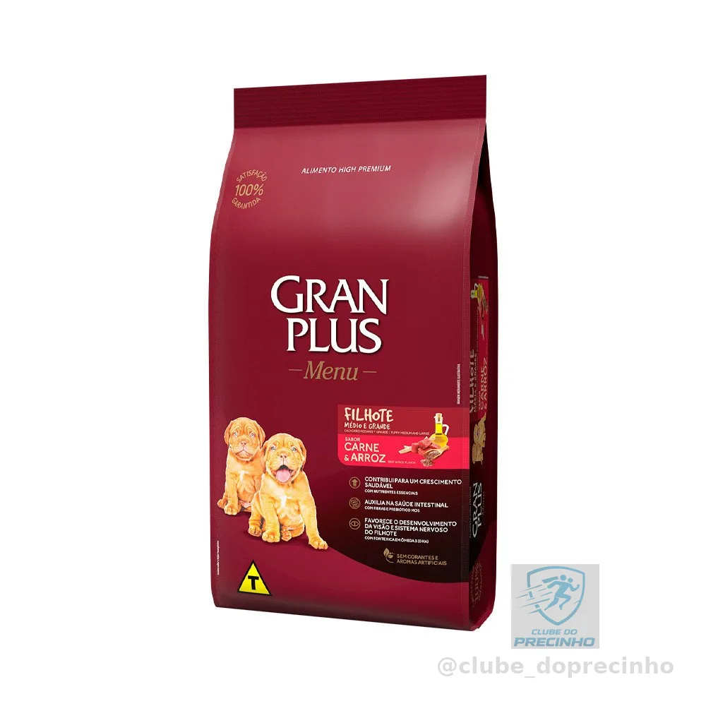 Ração Granplus Menu Cães Filhotes Carne E Arroz 20kg