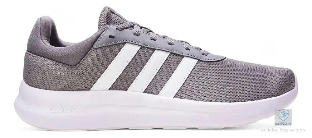 Tênis Casual Masculino Lite Racer 4.0 adidas Grey Three / Cloud White / Cloud White Liso 43 Br