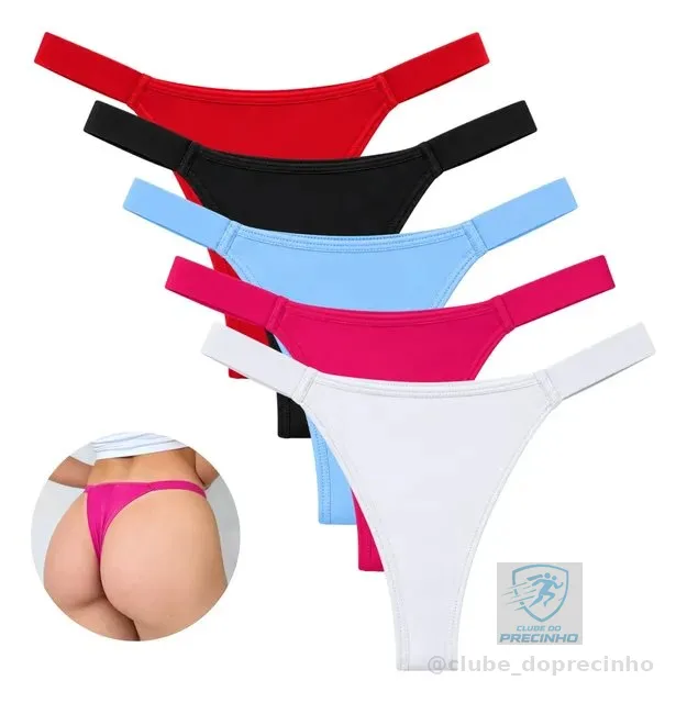 Calcinha Kit 5 Fio Duplo De Microfibra Confortável Lingerie