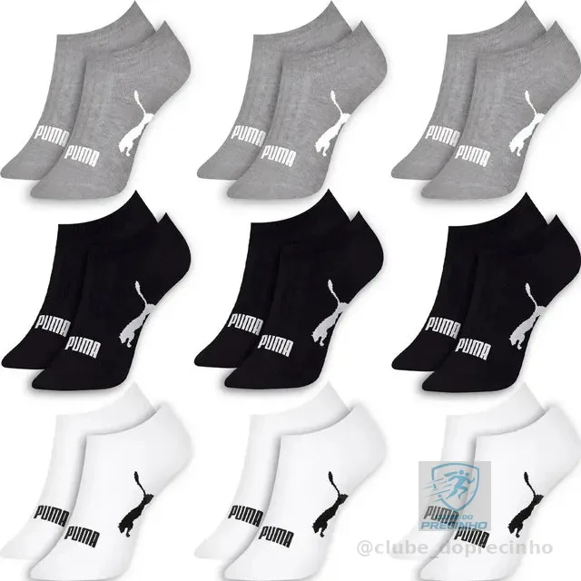 Kit 9 Pares Meias Puma Sapatilha Soquete Invisível Original
