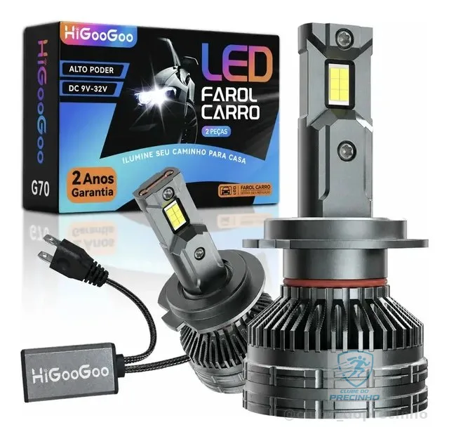 Higoogoo G70 Par Farol Carro Led H4 H1 H7 H11 Hb3 Hb4 H3 H27