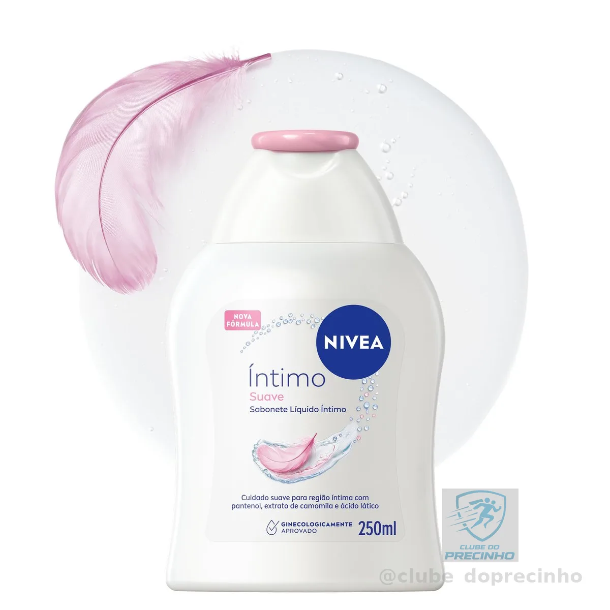 NIVEA Sabonete Líquido Íntimo Suave 250ml, Limpeza Delicada, Mantém pH Natural, Extrato de Camomila, Cuidado Calmante, Uso Diário