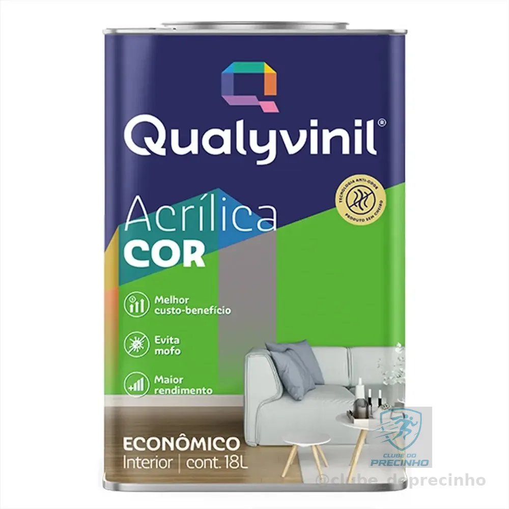 Tinta Qualyvinil Acrílico Mais Rendimento Econômica Parede Acabamento Fosco Cor Branco | Lata 18 Litros