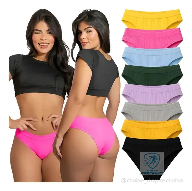 Kit 10 Calcinhas Tanga Canelada Básica