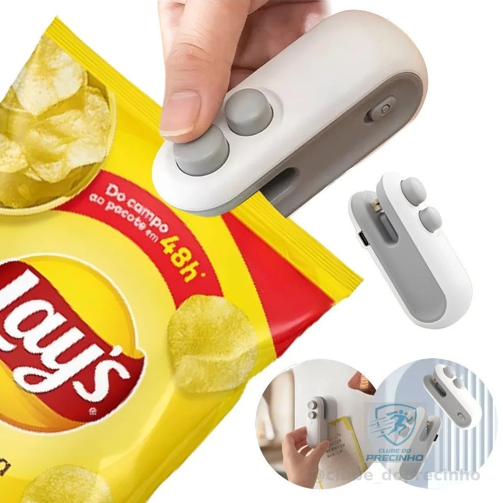 Mini Máquina Seladora Portátil 2 Em 1 Saco Plástico Embalagen Carregamento Usb Elétrica