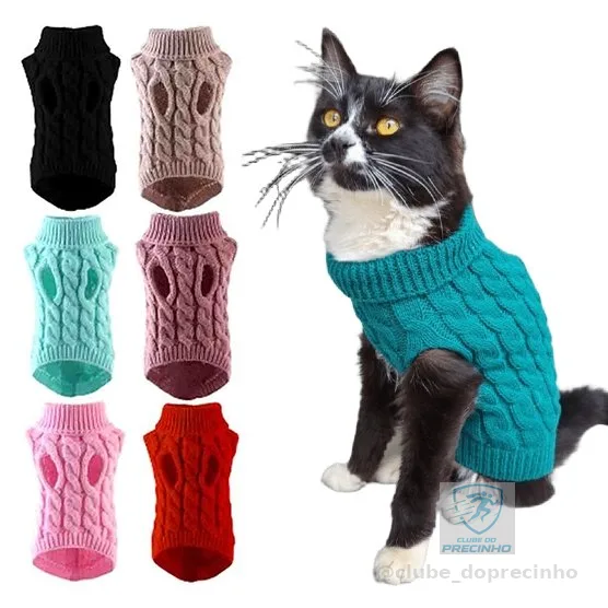 Roupa de Gato Frio Inverno Pequenos Medios Grande Porte SF