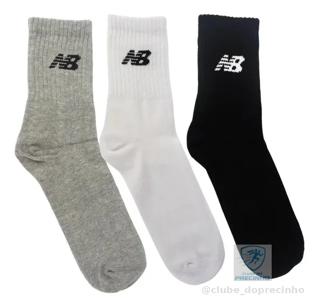 Kit 3 Meias New Balance Cano Longo 39 Ao 42 Unissex Conforto