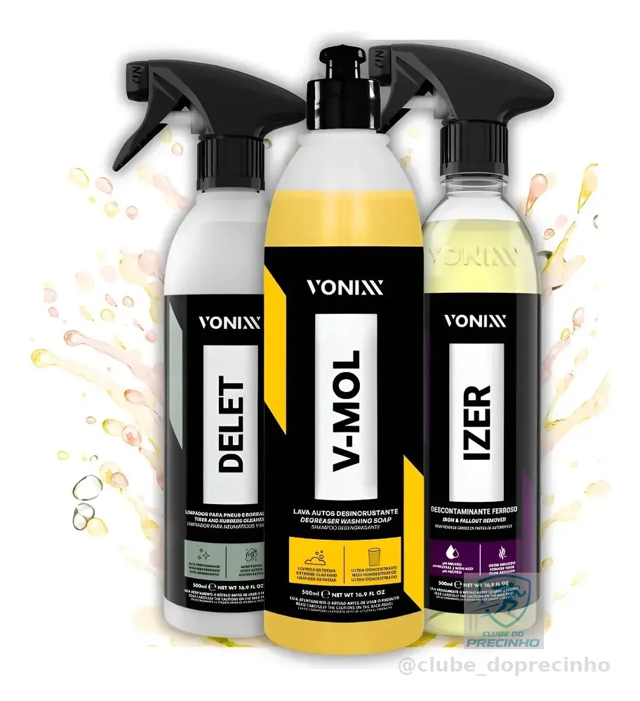 Kit Limpador Automotivo Vonixx Shampoo V-mol Izer Delet