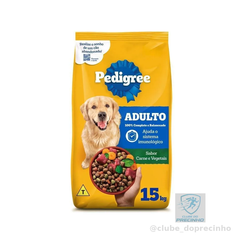 Ração Carne e Vegetais Cães Adultos Raças Médias e Grandes 15 kg Pedigree