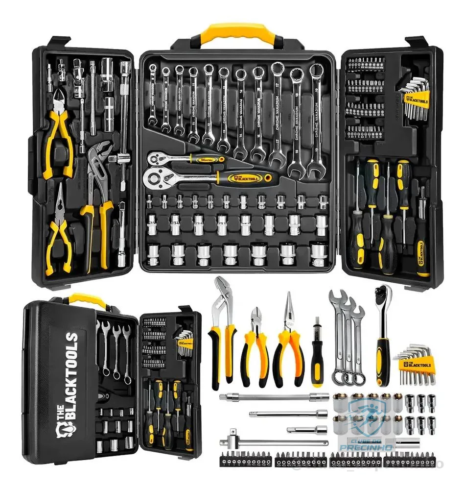 Caixa Jogo De Ferramentas 110 Peças Completo Maleta Para Mecânico Profissional Aço Cromo Vanádio Ttk110 The Black Tools
