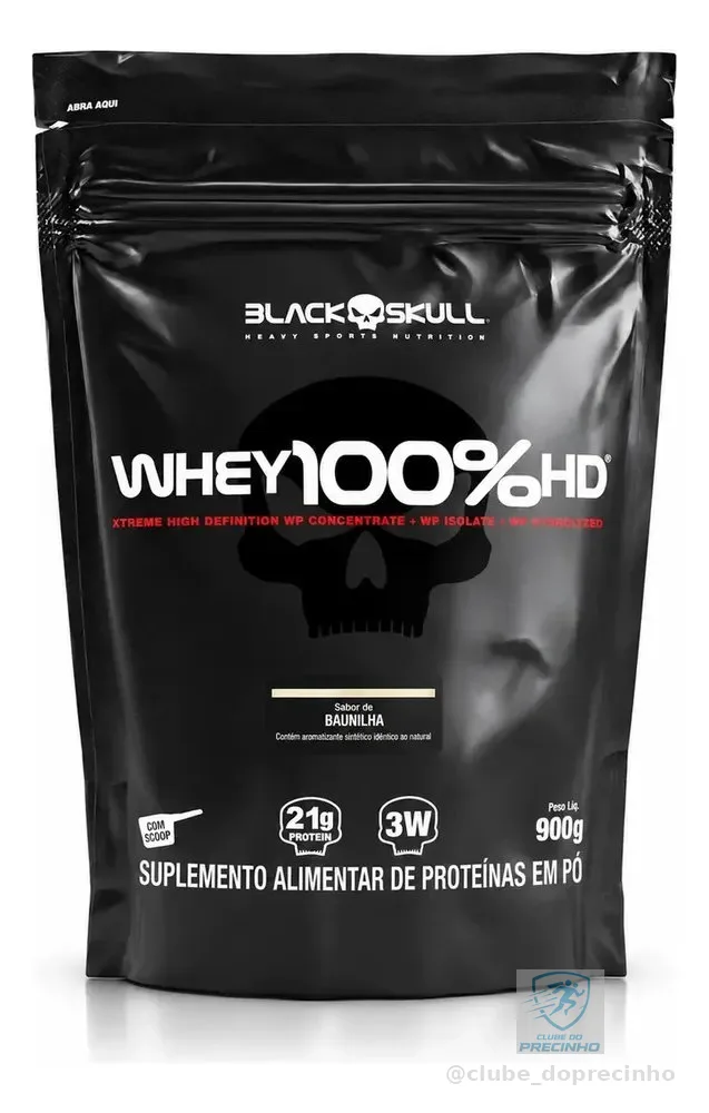 Proteína Black Skull Whey 100% HD em pó sabor Baunilha x 900g