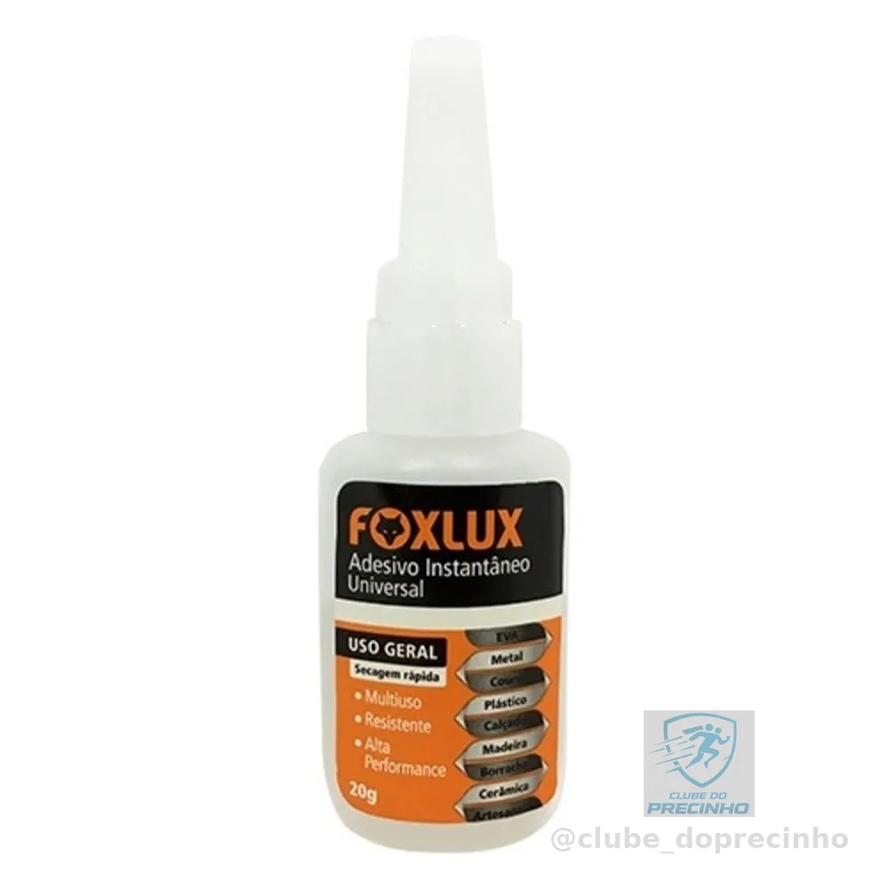 Adesivo Instantâneo Universal Foxlux 20g Cola Rápida Multiuso