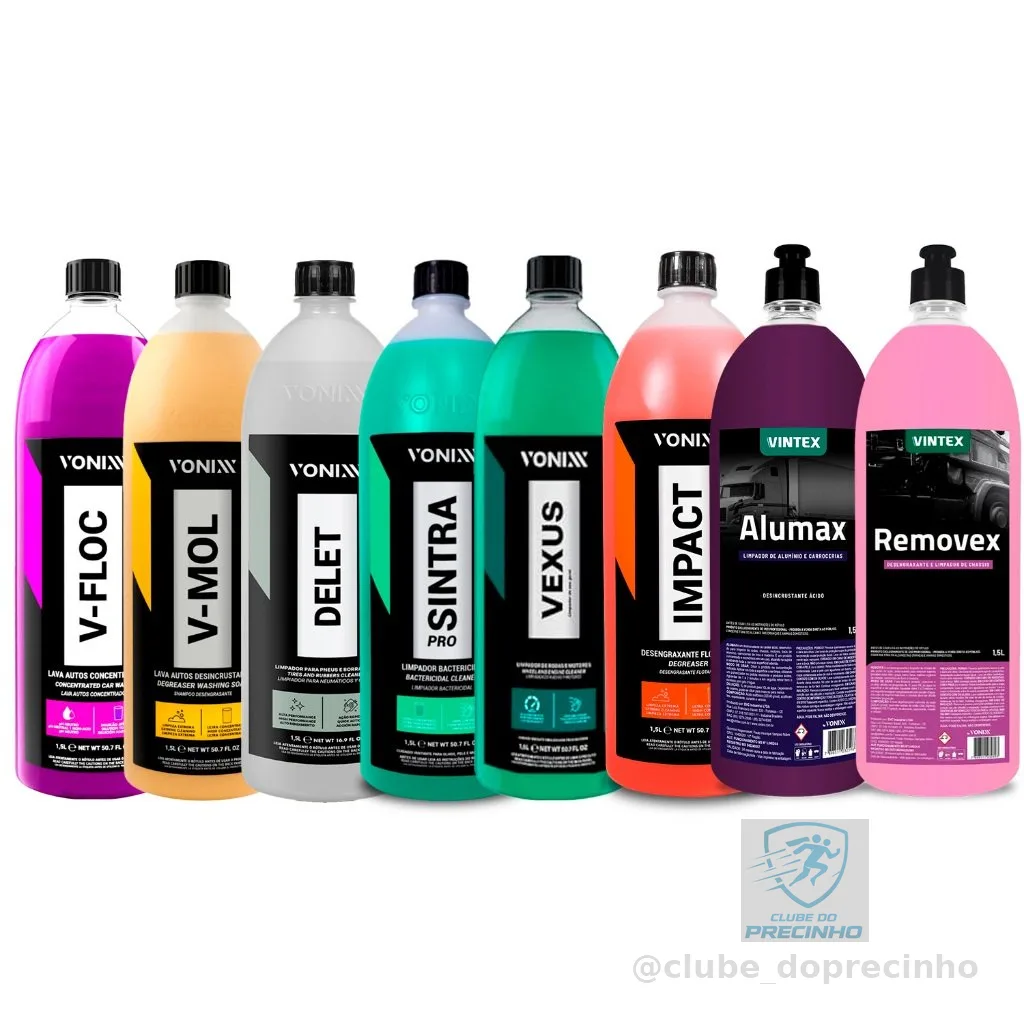 KIT V-FLOC + V-MOL + DELET + SINTRA + VEXUS + ALUMAX + REMOVEX + IMPACT 1,5L VONIXX VINTEX