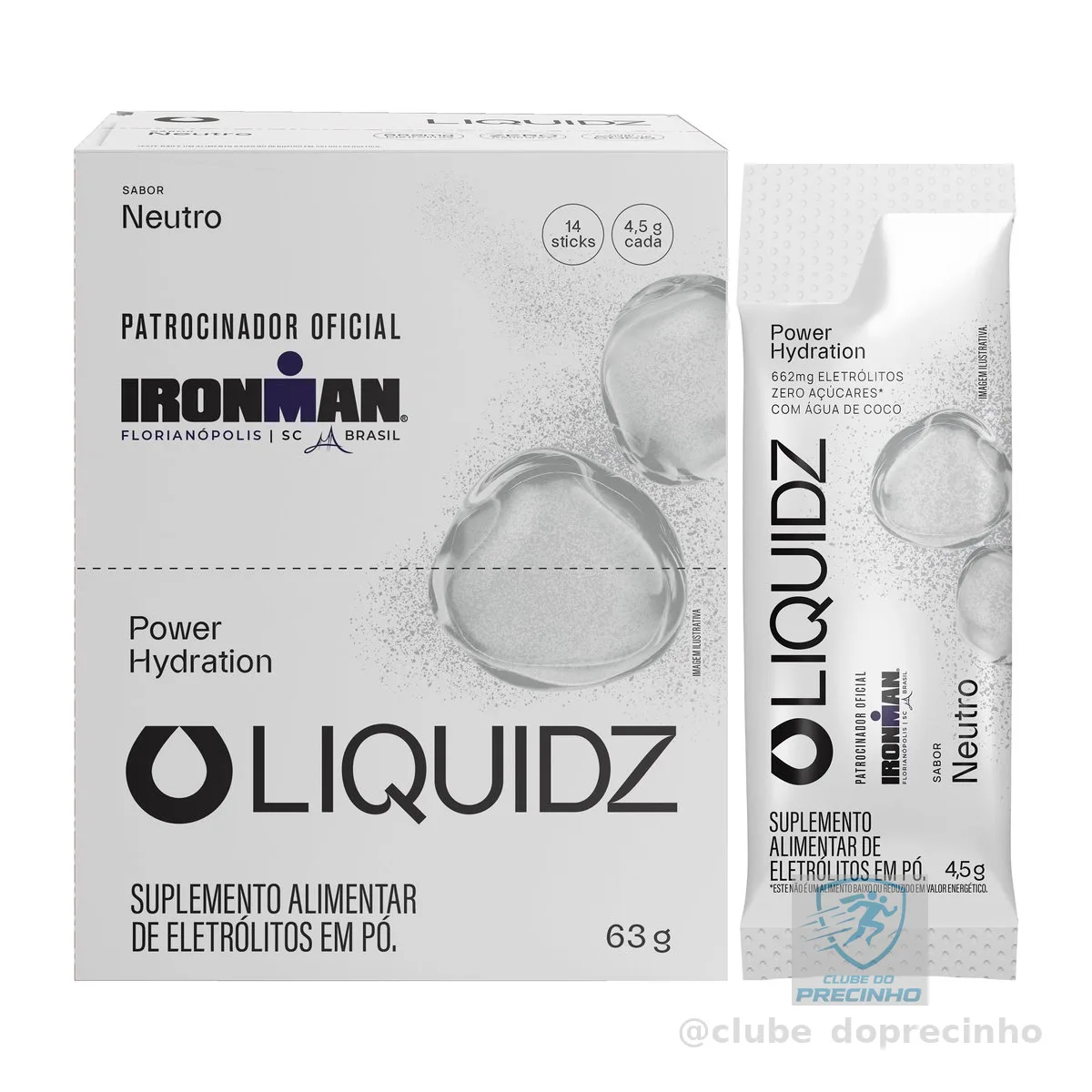 LIQUIDZ® - Eletrólitos Zero Açúcares - Sabor Neutro - Kit 1 Caixa - 14 sachês