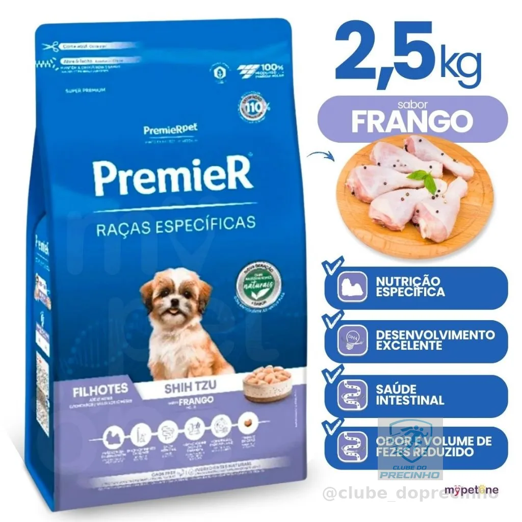 Ração Premier Pet Raças Específicas Cães Filhotes Shih Tzu Sabor Frango - 2,5 Kg