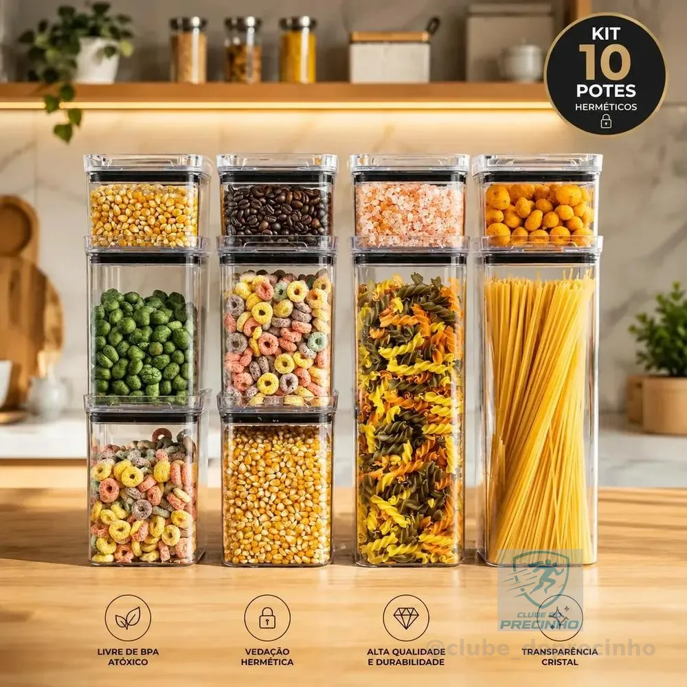 Kit 10 Porta Mantimentos Hermetico, Pote Para Alimentos