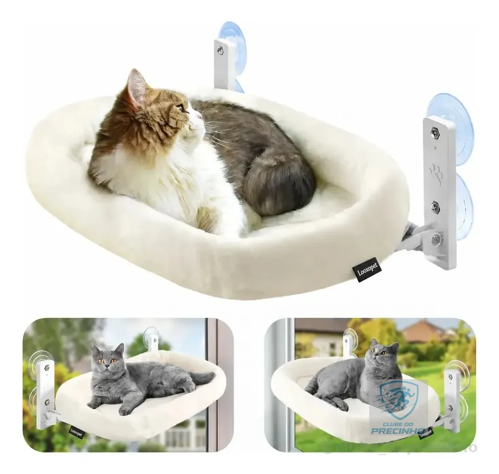 Cama Suspensa Casa Gato Janela Rede C/4 Ventosas Pelúcia