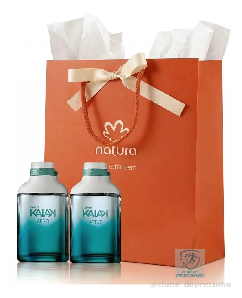 Kit Presente Kaiak Aero: 2 Unidades Deo Colônia 100ml + Sacola De Presente Com Laço Tam. M