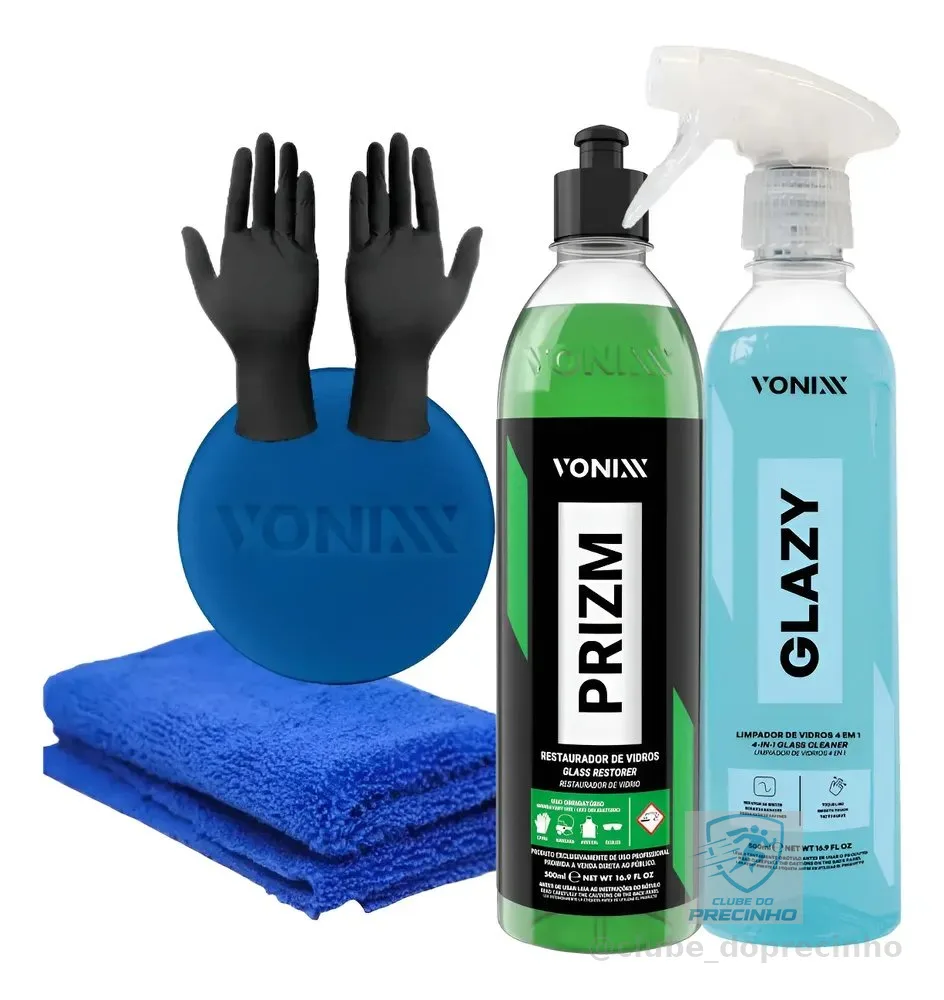 Kit Vonixx Limpeza De Vidros Glazy Redutor De Risco 500ml Pr