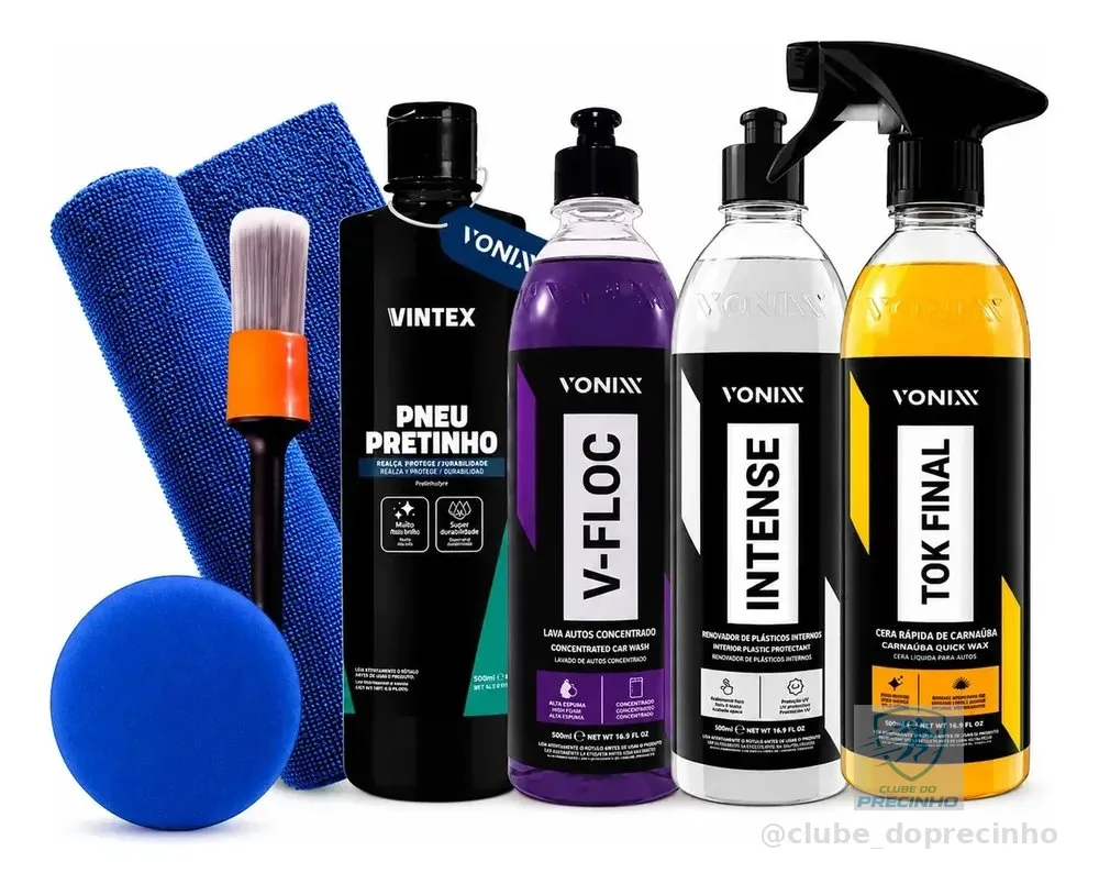Kit Lavagem Automotiva Vonixx V-Floc Cera Intense Pretinho 500ml