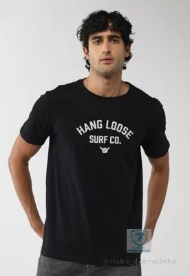 Camiseta Masculina Hang Loose Estampa Logo Preta